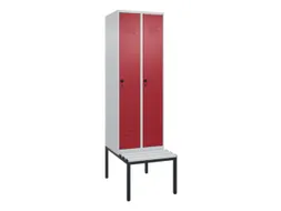 locker met bank,HxBxD 2120x600x815mm,2vak,vak B 300mm,draaigrendel