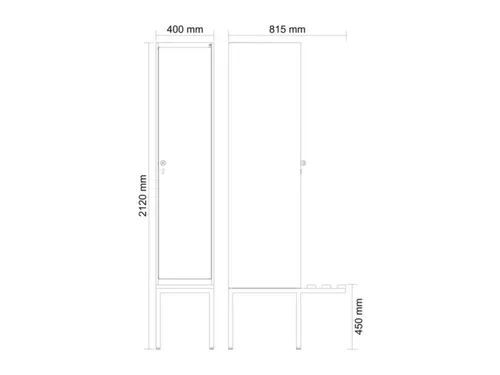 locker met bank,HxBxD 2120x400x815mm,1vak,vak B 400mm,cilinderslot