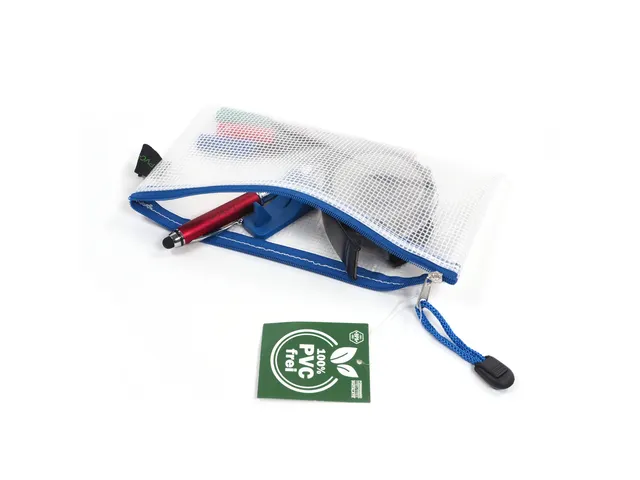 etui DIN PVC-vrij transparant blauw met ritssluiting