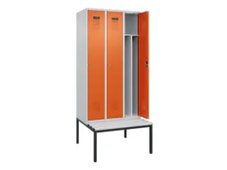 locker met bank,voor scheiding van kleding,HxBxD 2120x900x815mm,3vak