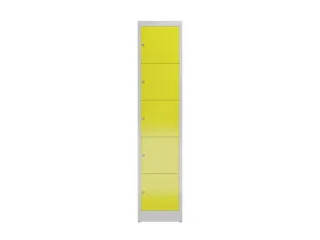 Lockerkast 1800x415x500mm 1x5 vakken cilinderslot, sokkel, RAL1018 - 2