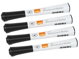 Viltstift Nobo whiteboard Glide fijn zwart 1mm 4st