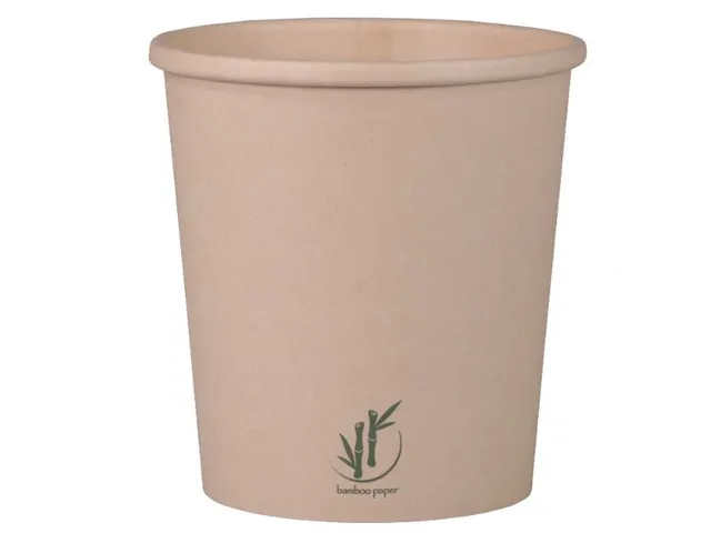 Soepbeker Naturel Bamboe met PE 400ml krimp 25 stuks
