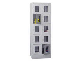 lockerkast,HxBxD 1850x600x500mm,2x5vakken,RAL7035,front RAL5012 - 1