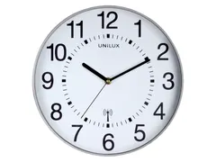 Wandklok Unilux Wave radio controlled Ø30cm zilvergrijs/wit cijfers