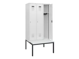 locker met bank,HxBxD 1950x900x815mm,3vak,vak B 300mm,cilinderslot - 1