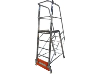 verrijdbare treden-platformladder,eenzijdig,6trede(n),stand H 1,4m - 3