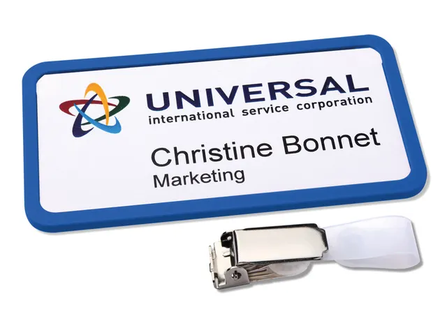 Badge Avery Office 43x81mm avec clip 20x Bleu