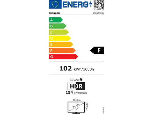 65UA3400X Tornado 65'' (165,1cm) 4K Ultra HD Smart TV Wifi Zwart