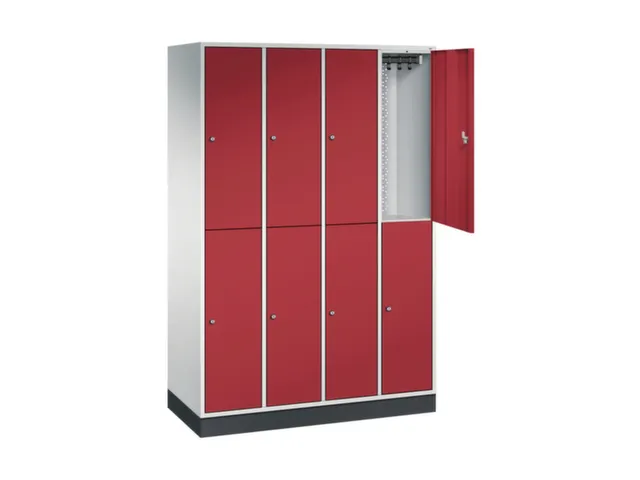 Dubbeldekse garderobekast,RAL 7035/RAL 3003,HxBxD 1950x1220x500mm