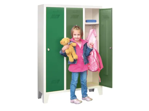 lockerkast v. kinderen,HxBxD 1300x780x300mm,3vak,RAL7035,front RAL3000