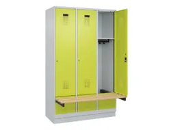 locker met bank,HxBxD 1950x1200x815mm,3vak,vak B 400mm,cilinderslot