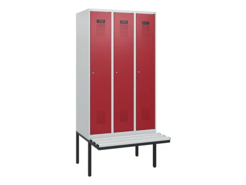 locker met bank,HxBxD 1950x900x815mm,3vak,vak B 300mm,cilinderslot