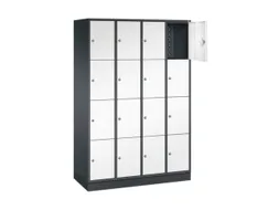 lockerkast,HxBxD 1950x1220x500mm,4x4vakken,cil.-slot,sokkel