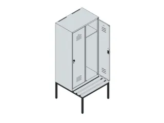 locker met bank,HxBxD 1950x800x815mm,2vak,vak B 400mm,cil.-slot - 4