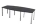 vergadertafel HxBxD 74x240x120cm vatvormig CC-zwart 4voeten Alu