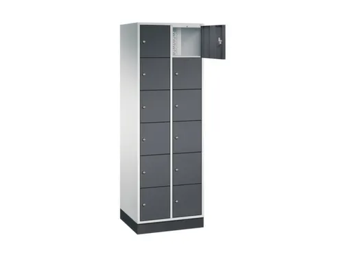 lockerkast,RAL 7035/RAL 7021,HxBxD 1950x620x500mm,2x6vakken,cil.-slot