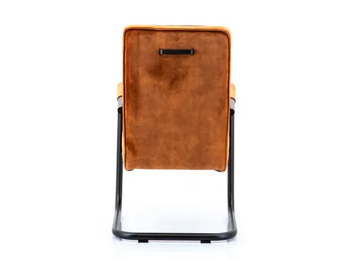 Luxe Vergaderstoel Dunton Cognac Velours Zwart Sledeframe