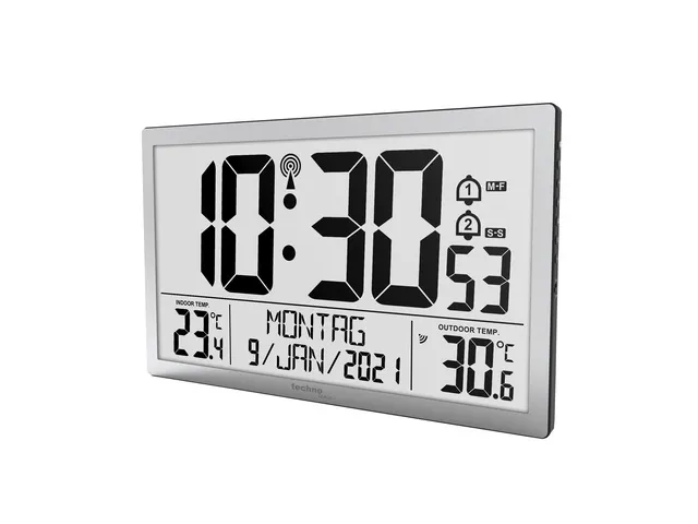 Digitale wandklok Technoline WS 8113 373x228x30mm zwart met 1 buitense