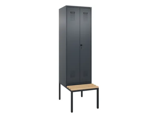 locker met bank,voor scheiding van kleding,HxBxD 2120x600x815mm,2vak