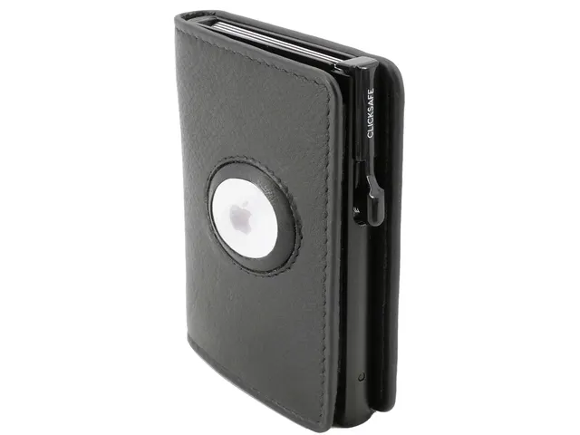 Pasjeshouder Clicksafe RFID nappaleer ZW/ZW 6 pasjes met opbergvak voo