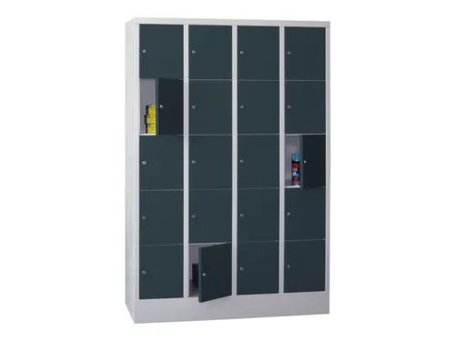 lockerkast,HxBxD 1850x1200x500mm,4x5vakken,RAL7035,front RAL7016