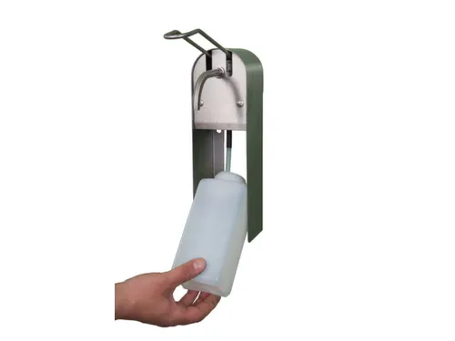 zeep-/ontsmettingsmiddeldispenser,HxB 325x97mm,v. 1l,RVS