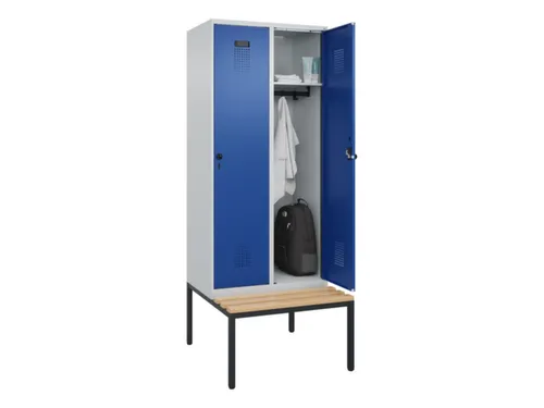 locker met bank,HxBxD 2120x800x815mm,2vak,vak B 400mm,draaigrendel