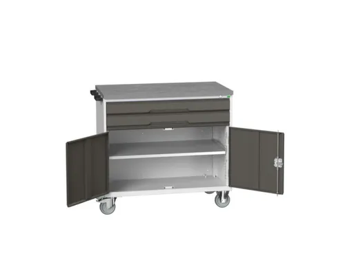 gereedschapswagen 980x1050x600mm linoleum 2 laden+kast RAL7035+RAL7016