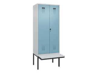PBM-locker met bank,HxBxD 2120x800x815mm,2vak,vak B 400mm,draaigrendel - 2