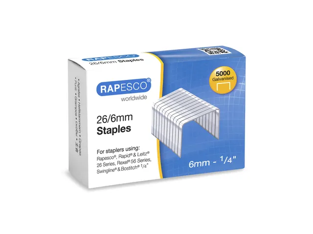 Agrafes Rapesco 26/6 mm par 5000 pièces