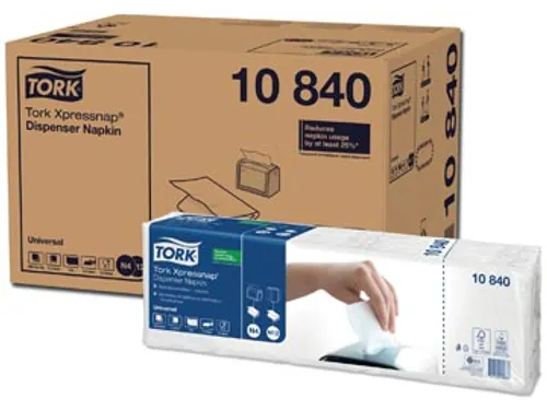 Tork Universal Xpressnap Servetten 10840 1-Laags Wit 1/4 vouw 22x33cm