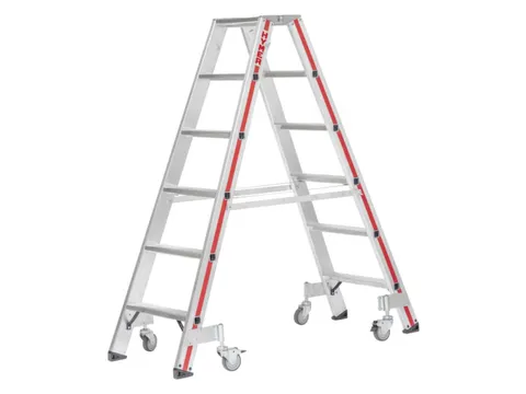 verrijdbare boktrap,beide zijden,2x3treden,Stand H 0,22m,balk L 0,77m