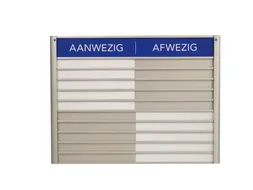 Menoor In-Uit bord 10 namen Aluminium Aanwezig/Afwezig Blauw
