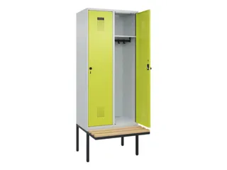 locker met bank,HxBxD 2120x800x815mm,2vak,vak B 400mm,draaigrendel - 2