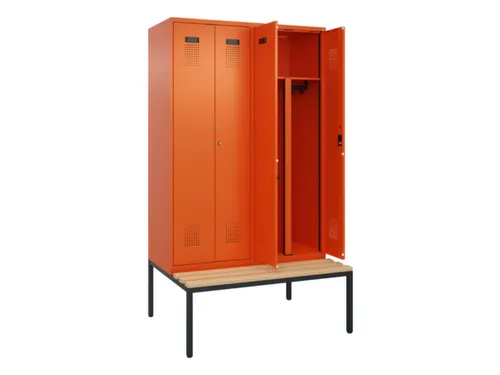PBM-locker met bank,HxBxD 2120x1200x815mm,4vak,vak B 300mm