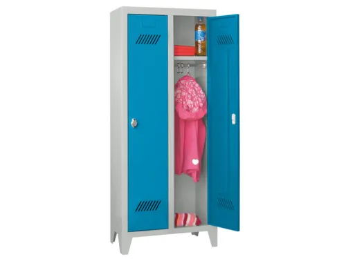 lockerkast v. kinderen,HxBxD 1300x530x300mm,2vak,RAL7035,front RAL5012
