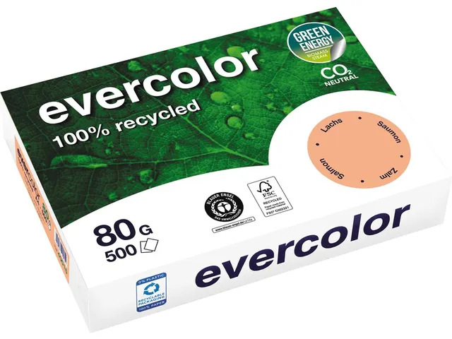 Gerecycleerd Kopierpapier Evercolor 80 Gram A4 Zalmroze