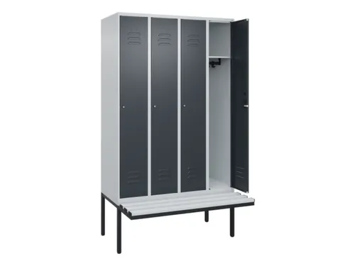 locker met bank,HxBxD 2120x1200x815mm,4vak,vak B 300mm,cil.-slot