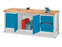 Werkbank Hxlxd 900x2000x700mm 8laden 1kast Lichtgrijs