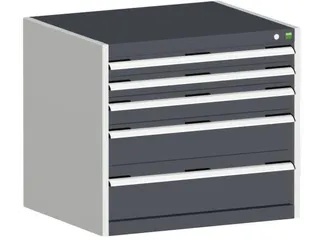 ladekast HxBxD 700x800x650mm 5laden romp RAL7035 front RAL7016 - 1