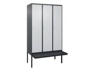 locker met bank,HxBxD 2120x1200x815mm,3vak,vak B 400mm,cil.-slot - 1