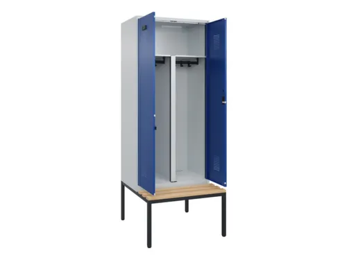 PBM-locker met bank,HxBxD 2120x800x815mm,2vak,vak B 400mm