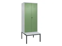 PBM-locker met bank,HxBxD 2120x800x815mm,2vak,vak B 400mm,draaigrendel