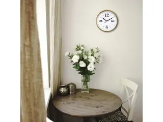 Landelijke wandklok - 39cm - Stille klok - Wit/ Goud- NeXtime "Classic - 5
