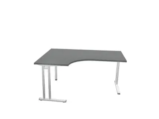 bureau in vrije vorm,HxBxD 740x1600x1200mm,vrije vorm,MS-donkergrijs - 3