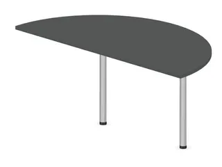 aanbouwtafel,i.h.v.,HxBxD 720-840x1600x800mm,halfrond,MS-donkergrijs - 1