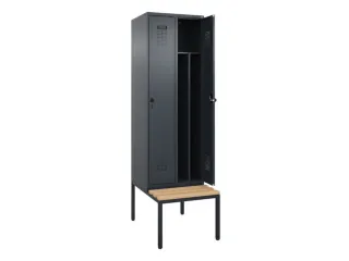 locker met bank,voor scheiding van kleding,HxBxD 2120x600x815mm,2vak - 1