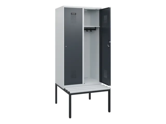 locker met bank,HxBxD 1950x800x815mm,2vak,vak B 400mm,cilinderslot