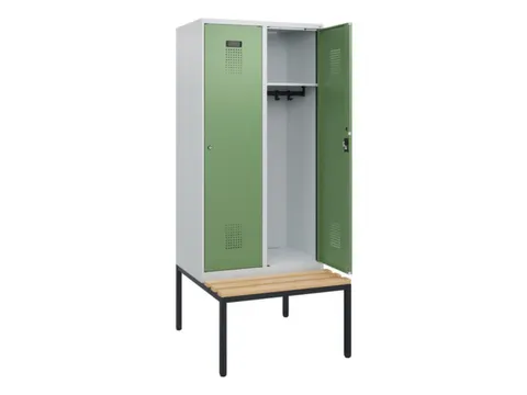 locker met bank,HxBxD 1950x800x815mm,2vak,vak B 400mm,cilinderslot